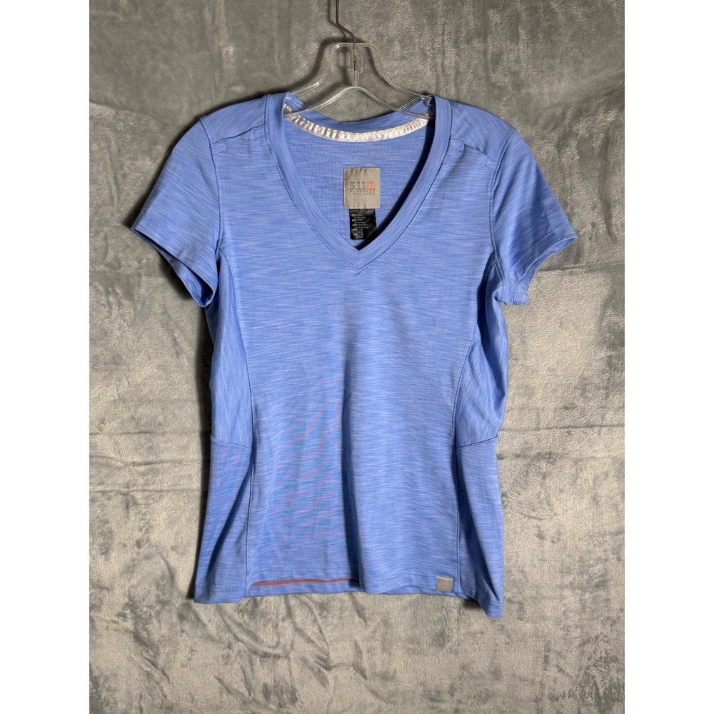 5.11 Tactical Womens V-Neck Performance T-Shirt Light Blue Heather Small
